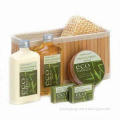 Hotel Bath Set, Includes Bath Natural Sponge and Wooden Massager